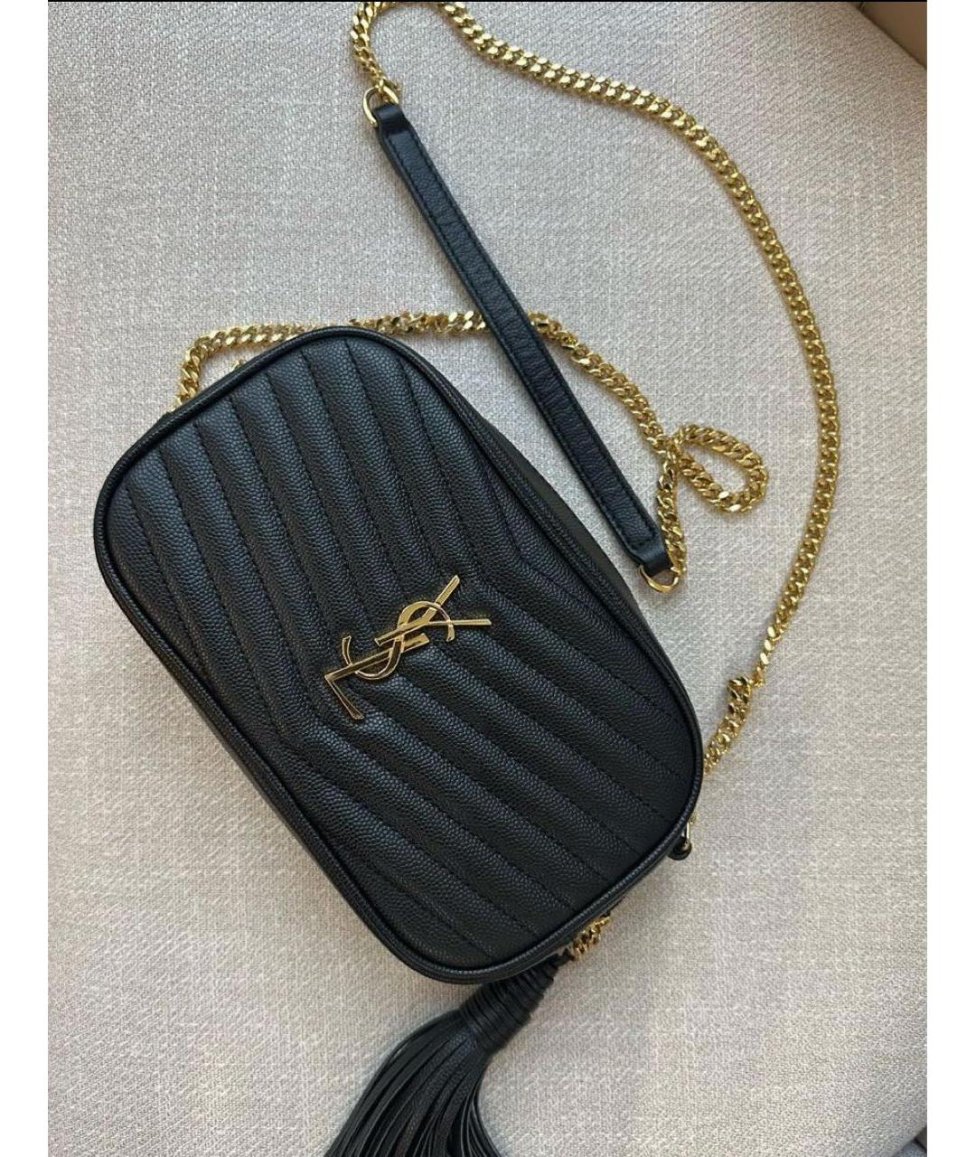 SAINT LAURENT Черная кожаная сумка через плечо, фото 2