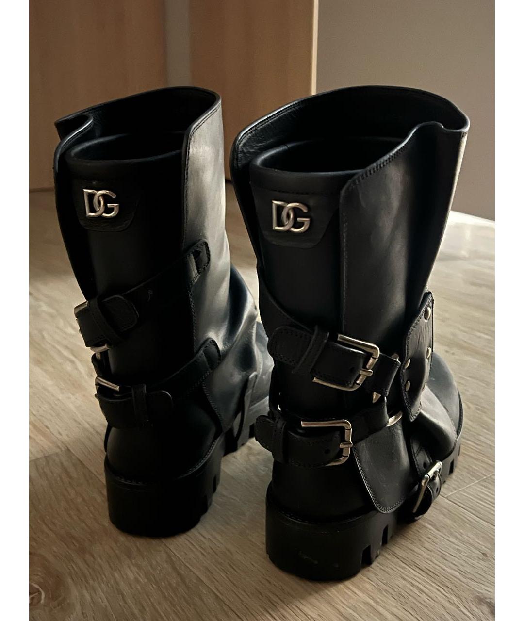 DOLCE&GABBANA Черные кожаные ботинки, фото 4