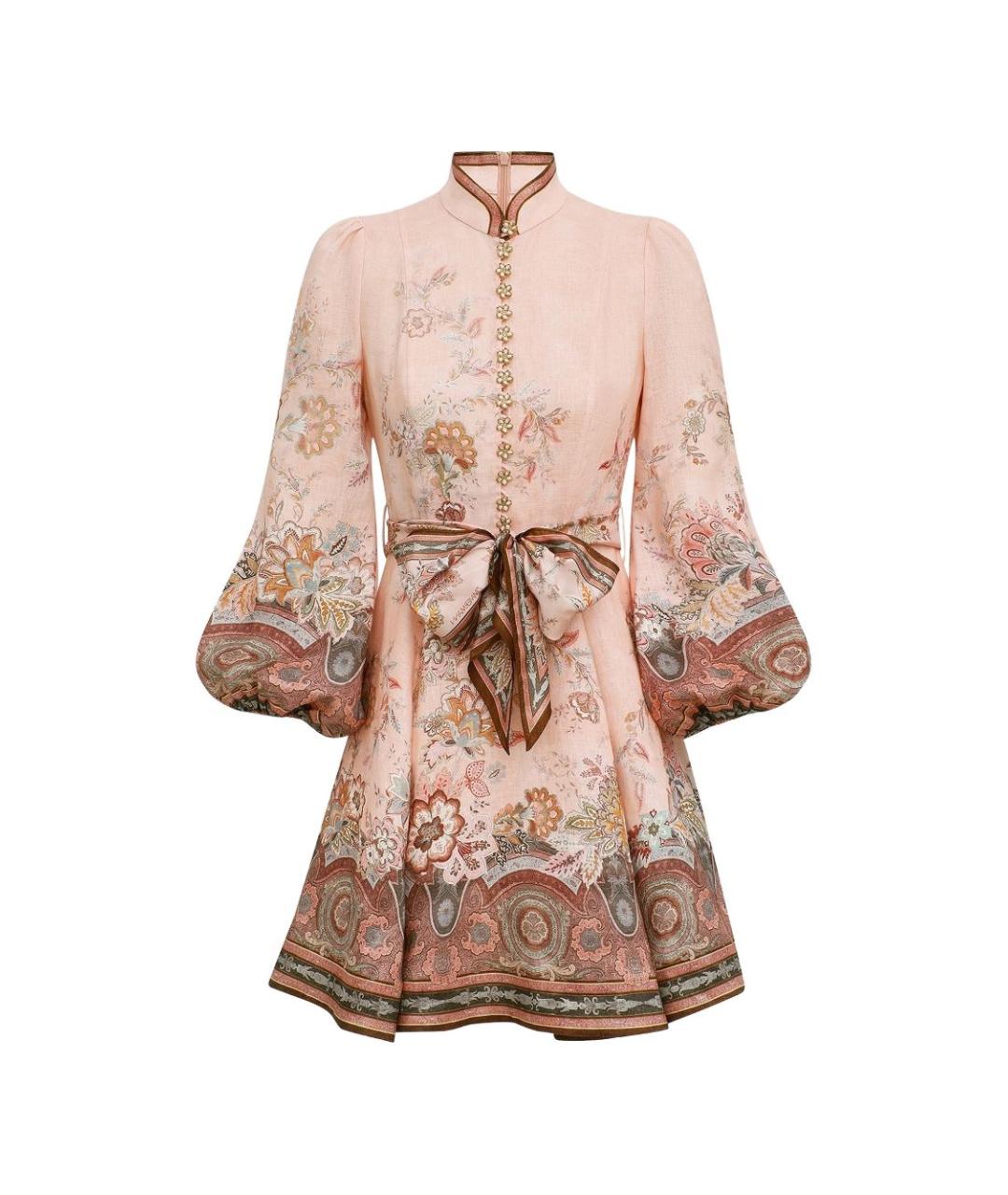 ZIMMERMANN Розовое льняное повседневное платье, фото 1