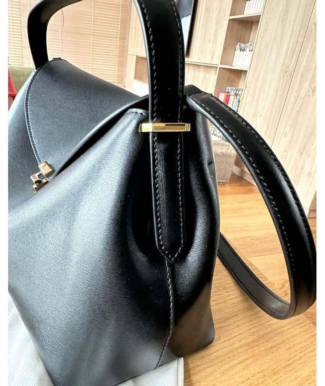 TOTEME Черная кожаная сумка с короткими ручками, фото 3