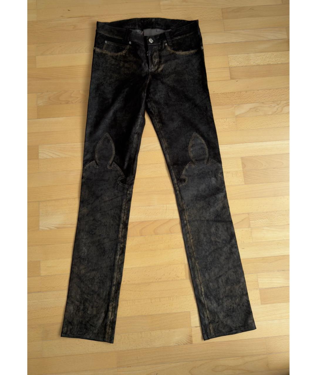 CHROME HEARTS Черные замшевые брюки узкие, фото 5