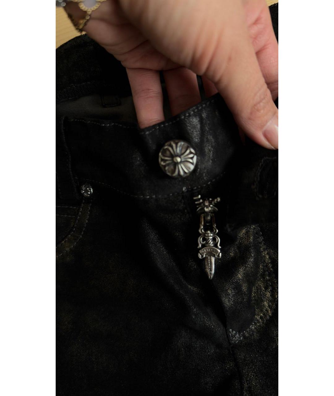 CHROME HEARTS Черные замшевые брюки узкие, фото 4