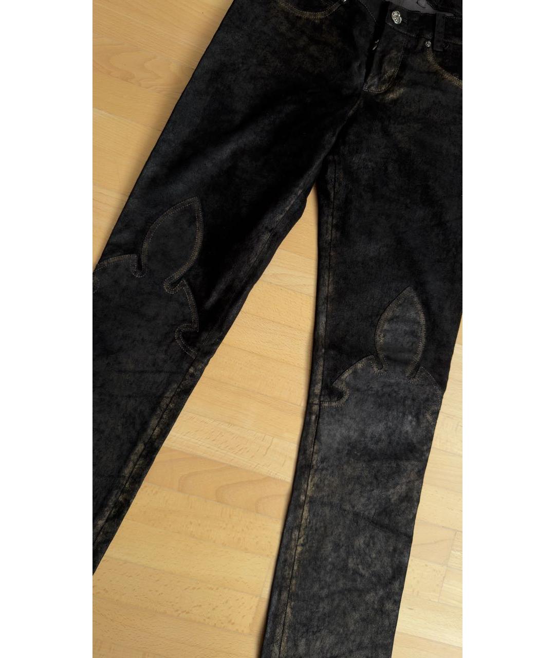 CHROME HEARTS Черные замшевые брюки узкие, фото 2