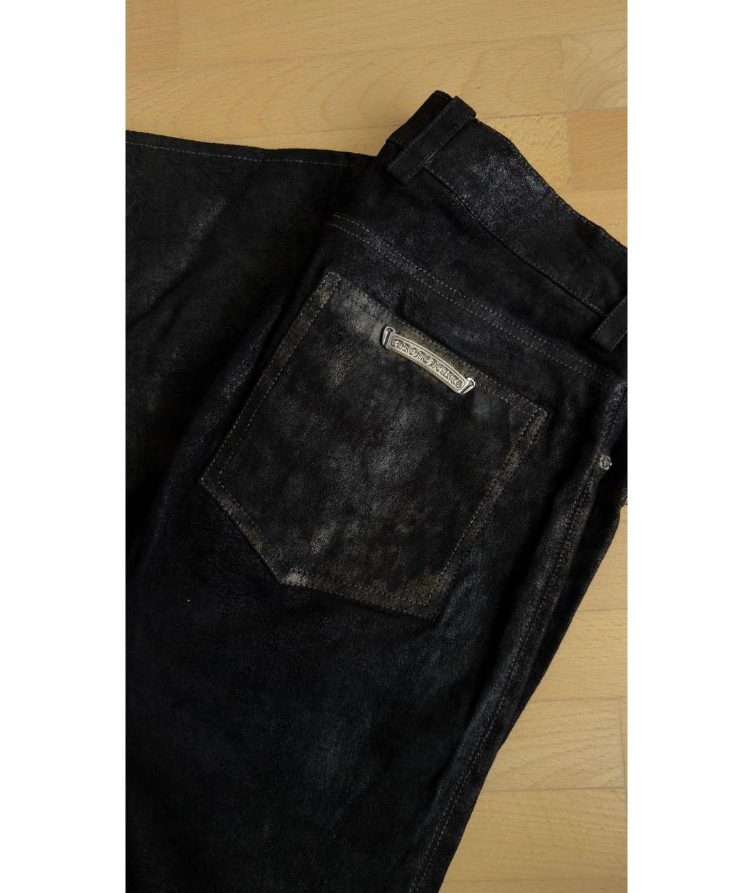 CHROME HEARTS Черные замшевые брюки узкие, фото 3