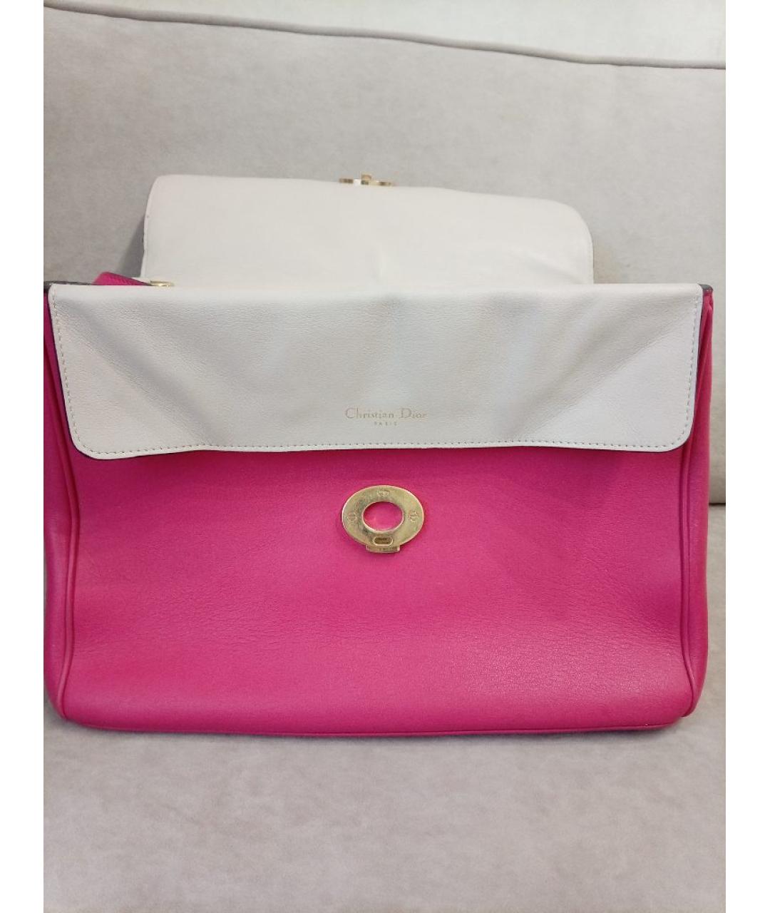 CHRISTIAN DIOR Фуксия кожаная сумка с короткими ручками, фото 5