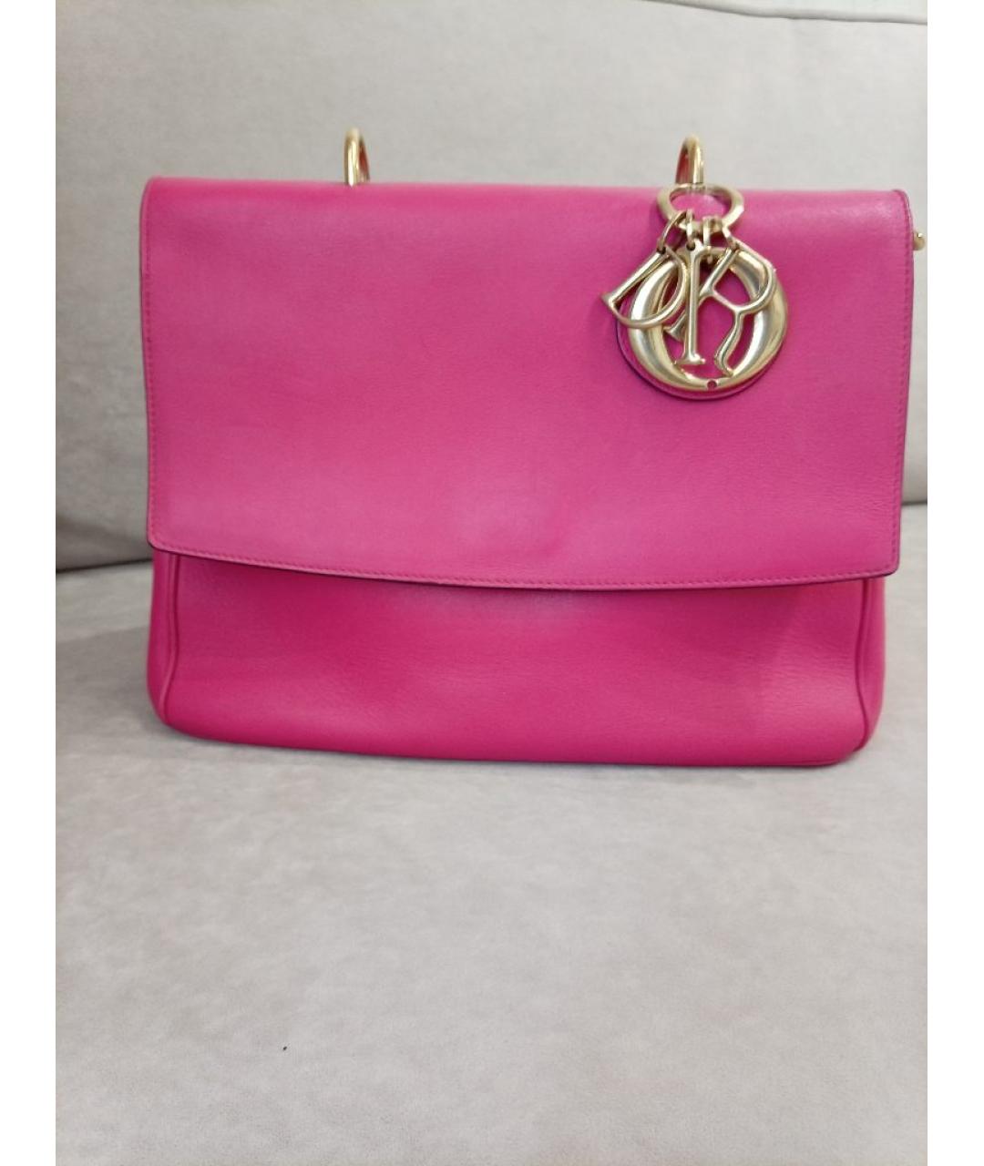 CHRISTIAN DIOR Фуксия кожаная сумка с короткими ручками, фото 2