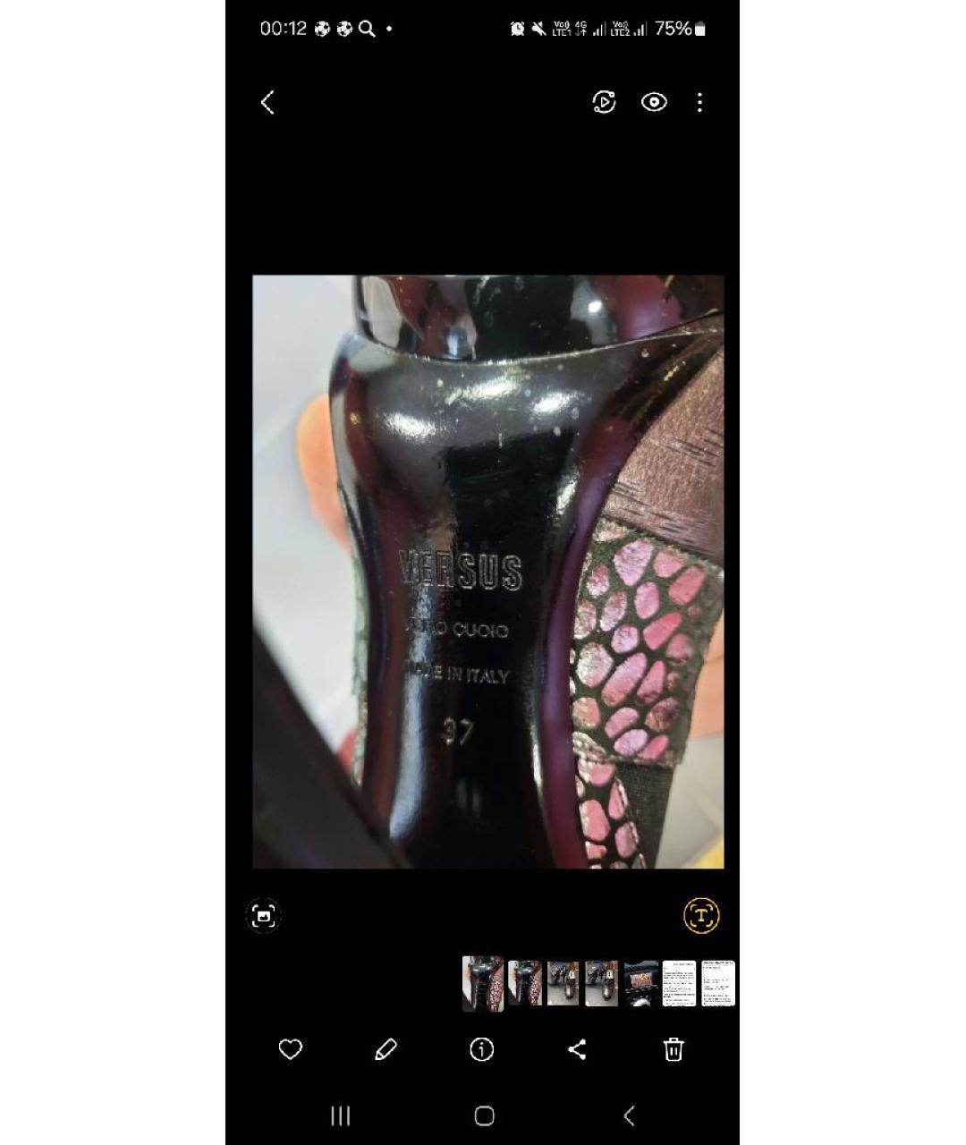 VERSUS VERSACE Серебряные кожаные туфли, фото 5