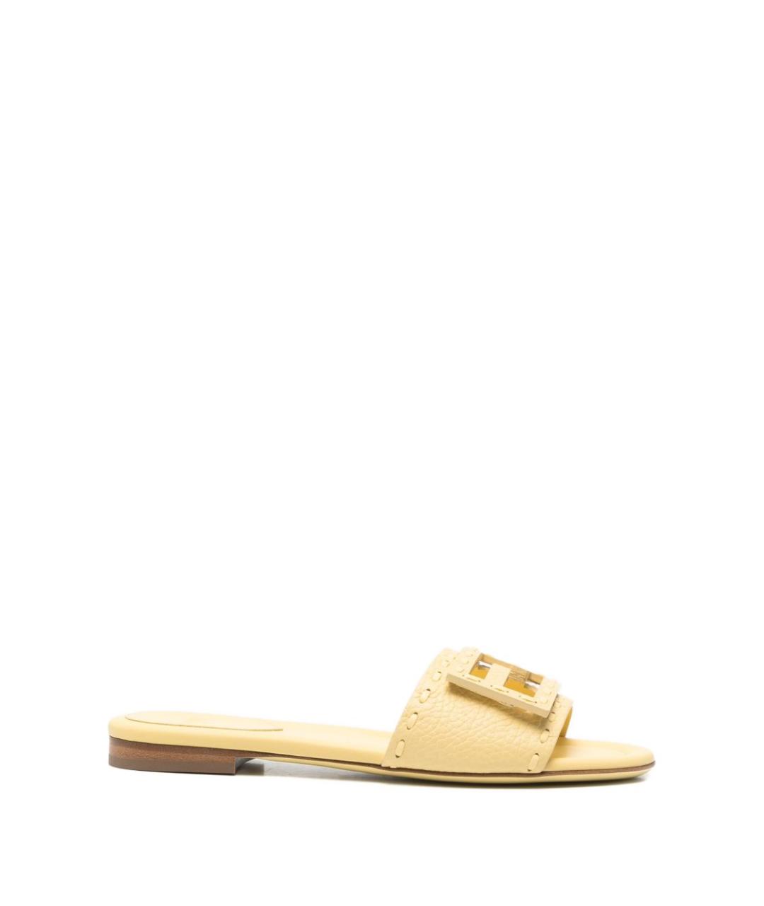 FENDI Желтые кожаные сандалии, фото 1