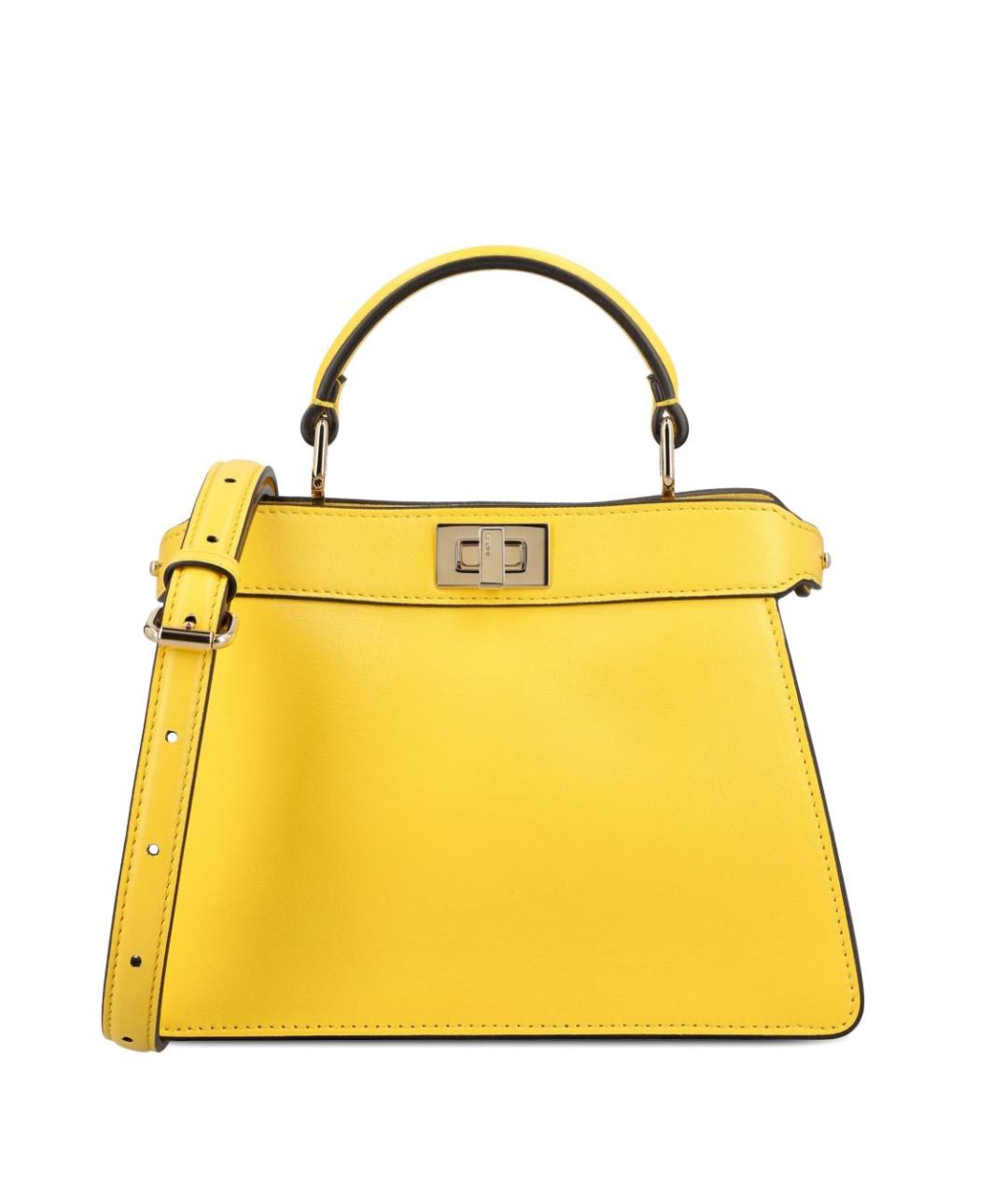 FENDI Желтая кожаная сумка тоут, фото 1