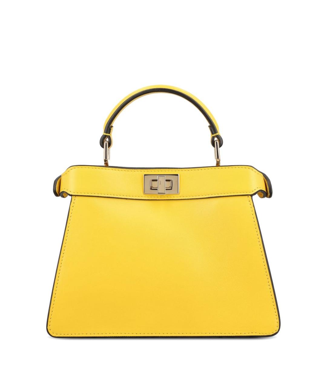 FENDI Желтая кожаная сумка тоут, фото 3