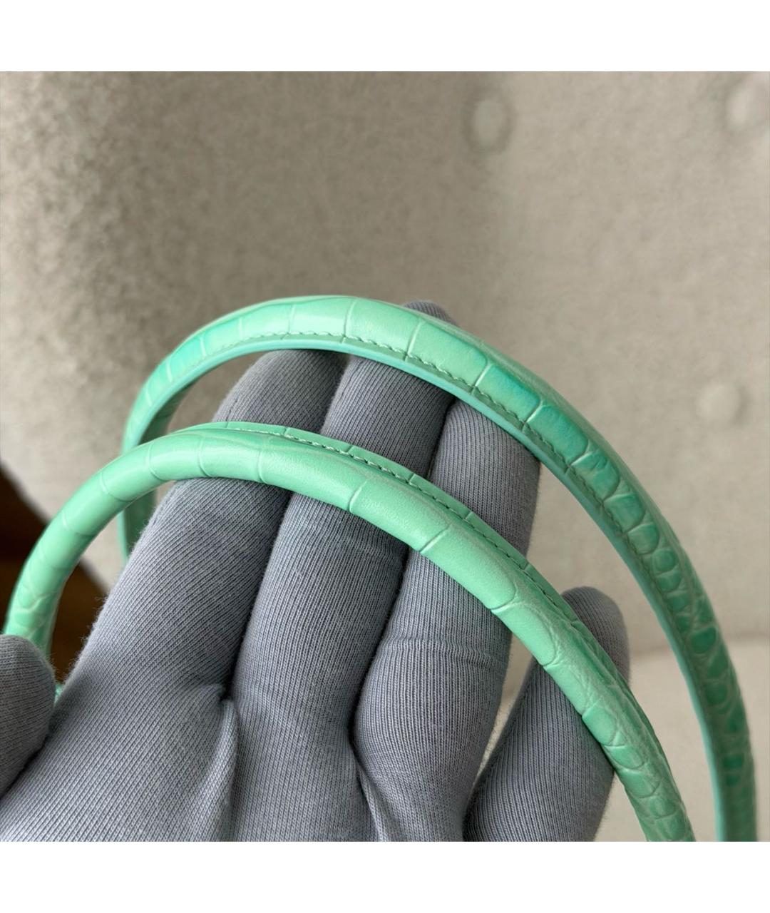 CHANEL Бирюзовая кожаная сумка с короткими ручками, фото 6