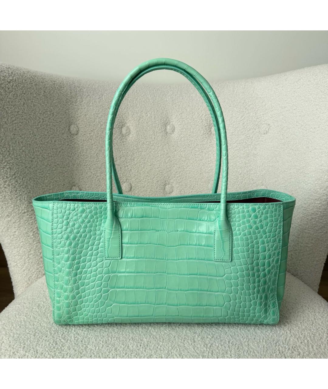 CHANEL Бирюзовая кожаная сумка с короткими ручками, фото 3