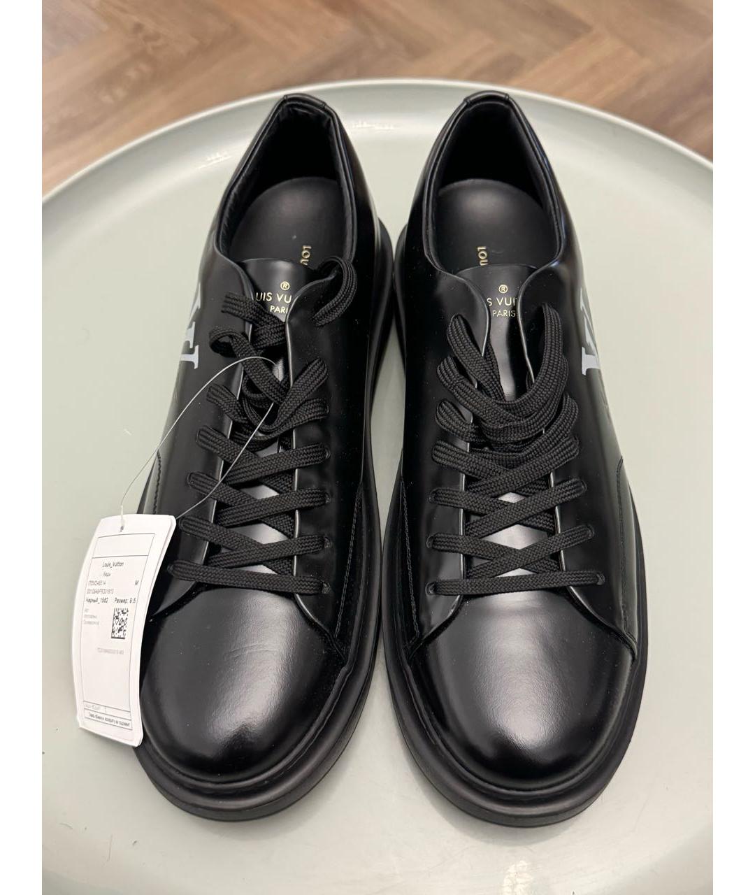 LOUIS VUITTON Черные низкие кроссовки / кеды из лакированной кожи, фото 2
