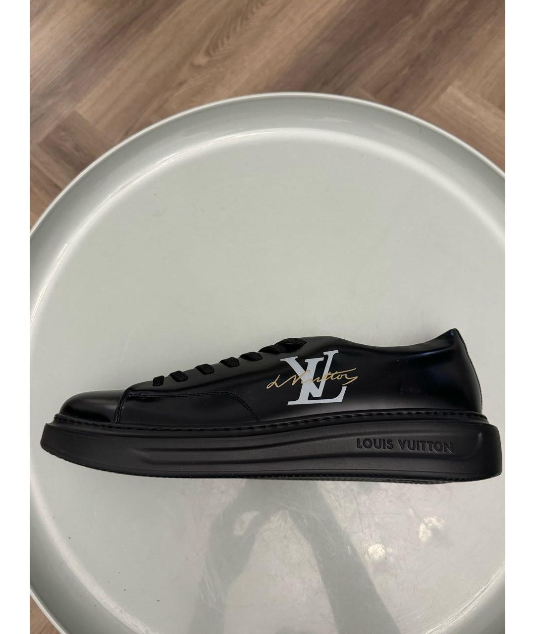 LOUIS VUITTON Черные низкие кроссовки / кеды из лакированной кожи, фото 6