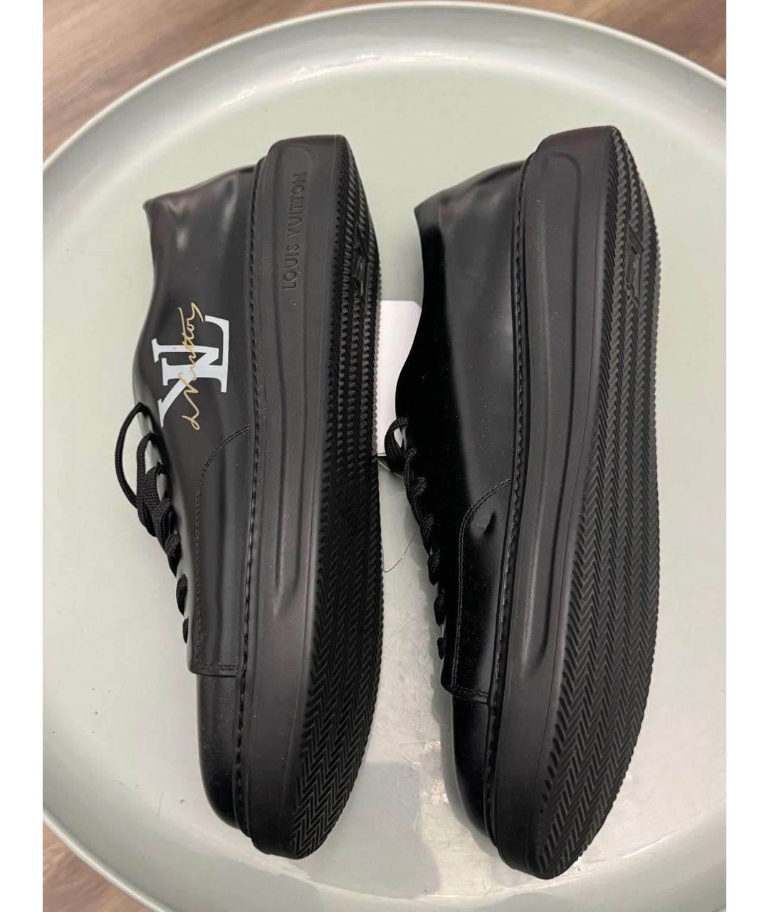 LOUIS VUITTON Черные низкие кроссовки / кеды из лакированной кожи, фото 4