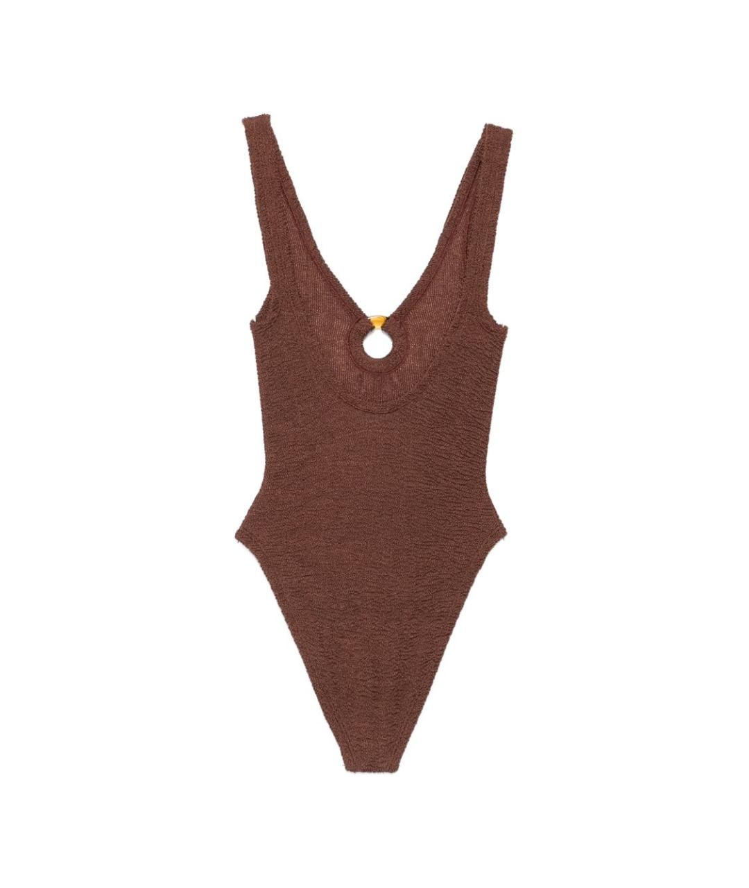 HUNZA G Коричневый полиамидовый купальник, фото 2