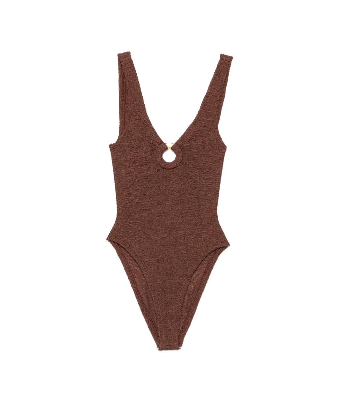 HUNZA G Коричневый полиамидовый купальник, фото 1