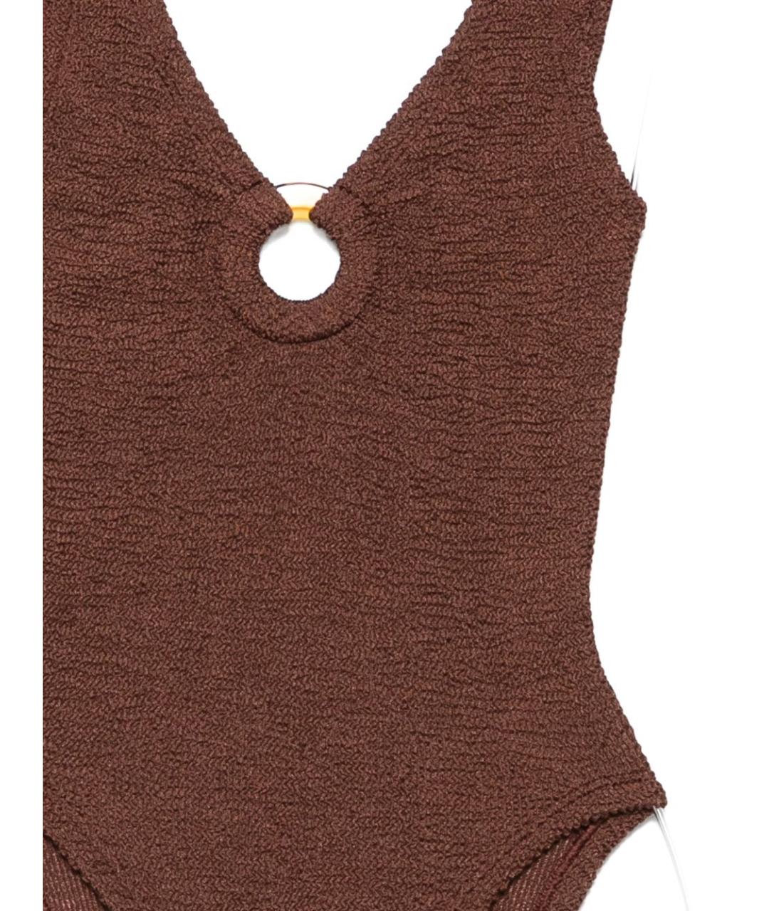 HUNZA G Коричневый полиамидовый купальник, фото 3