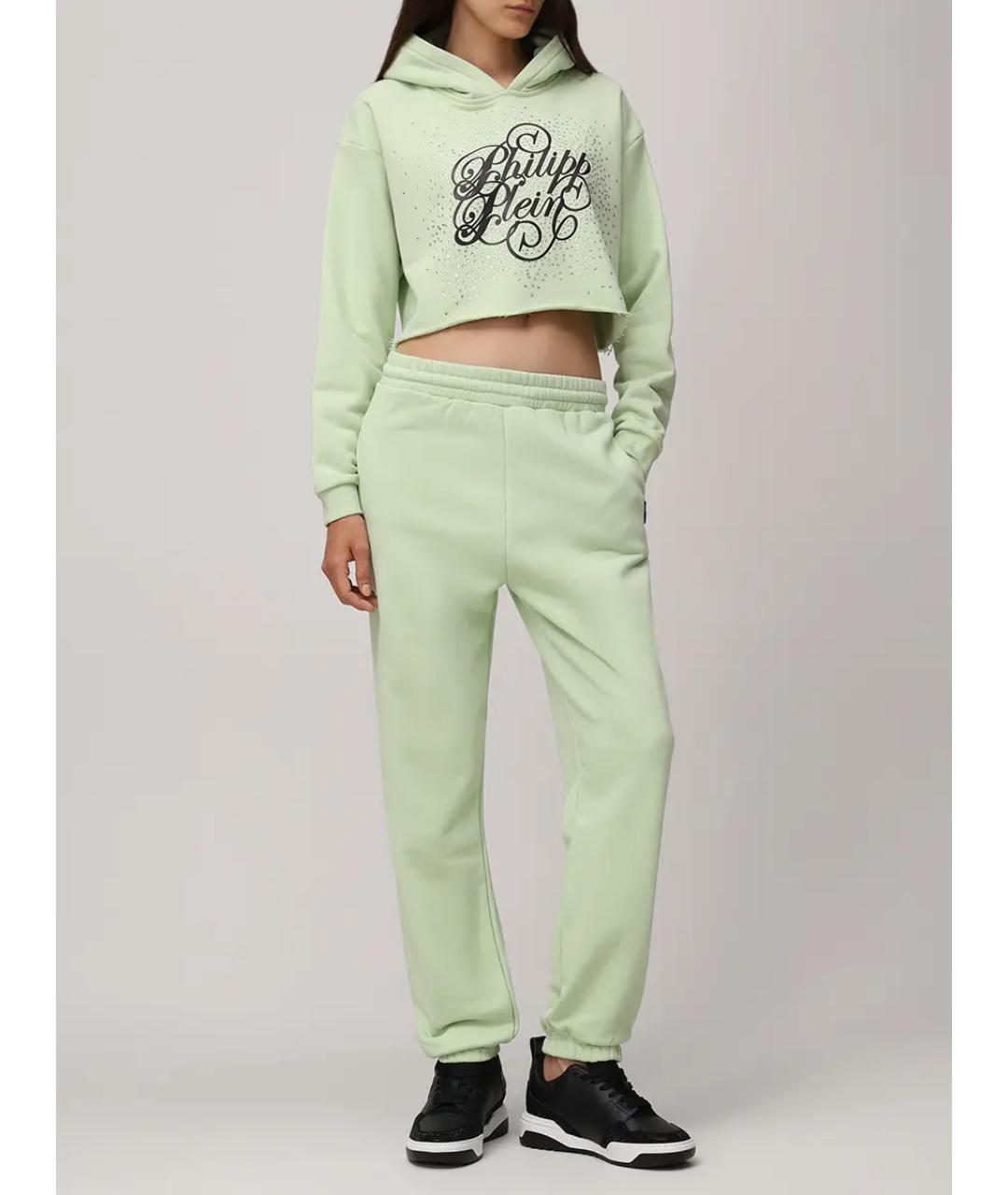 PHILIPP PLEIN Зеленые хлопковые спортивные брюки и шорты, фото 2