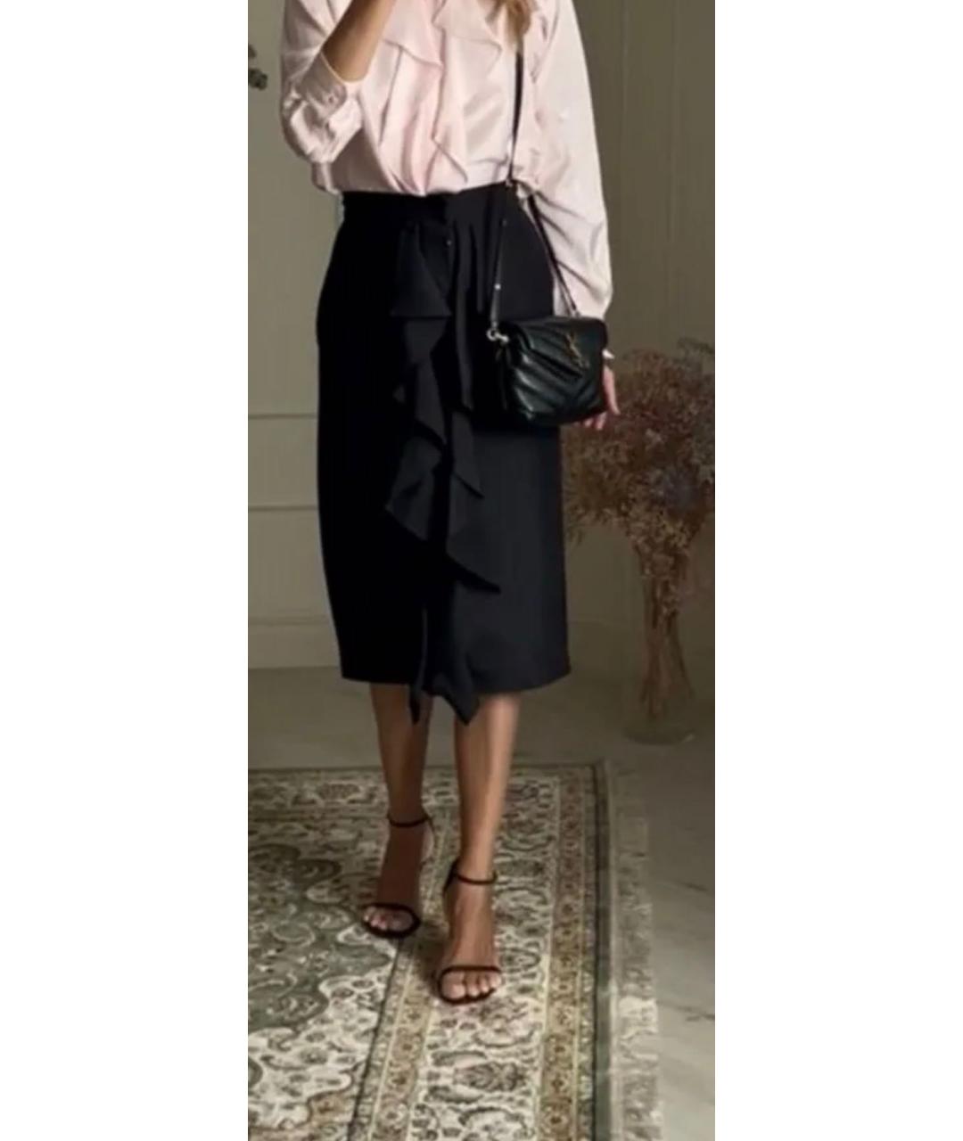 MAX MARA Черная шелковая юбка миди, фото 5