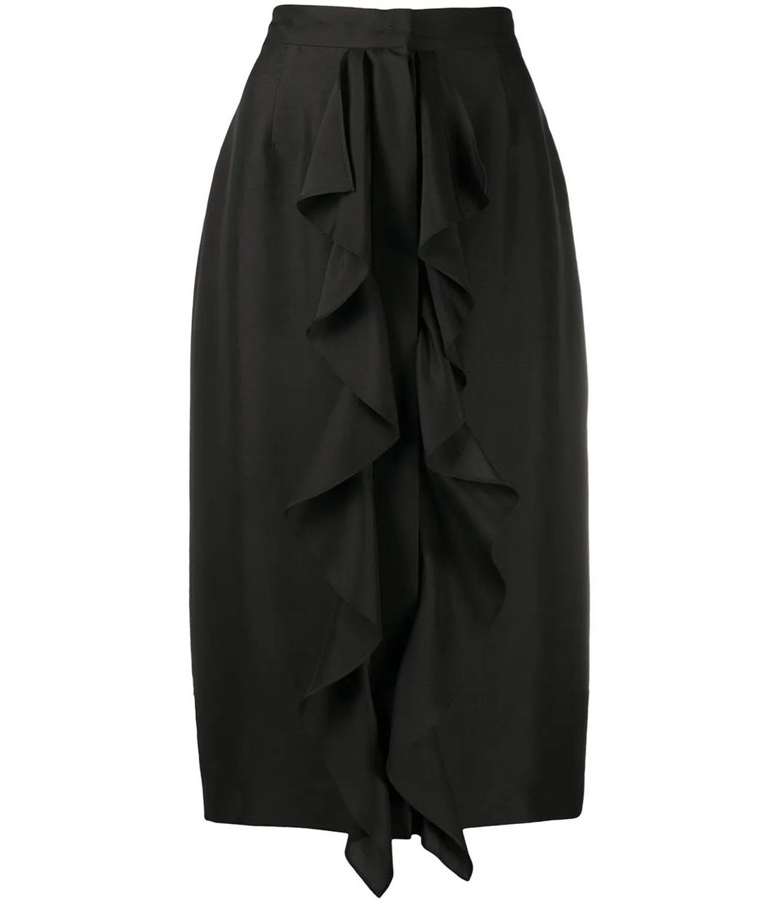 MAX MARA Черная шелковая юбка миди, фото 1