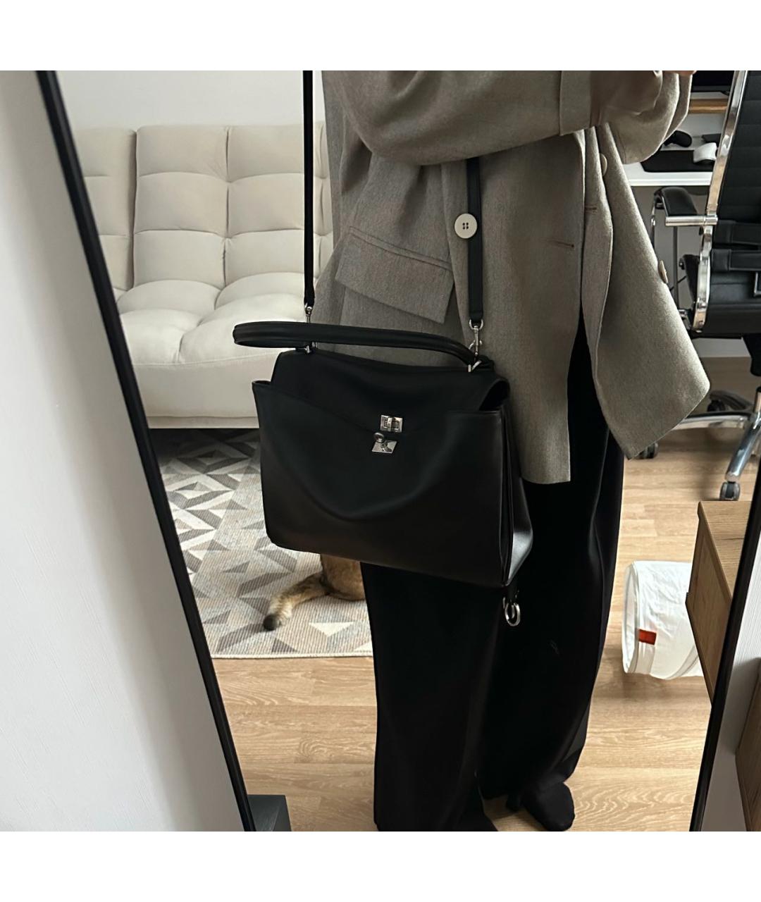 BALENCIAGA Черная кожаная сумка через плечо, фото 7