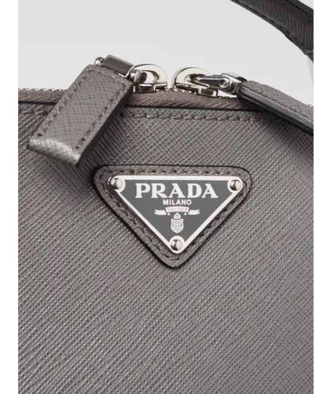 PRADA Серая кожаная сумка на плечо, фото 2