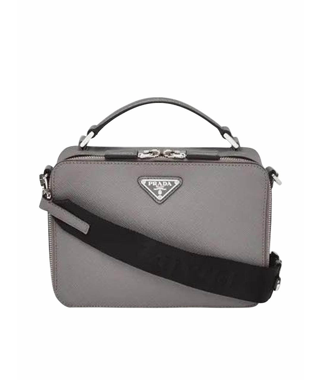 PRADA Серая кожаная сумка на плечо, фото 1