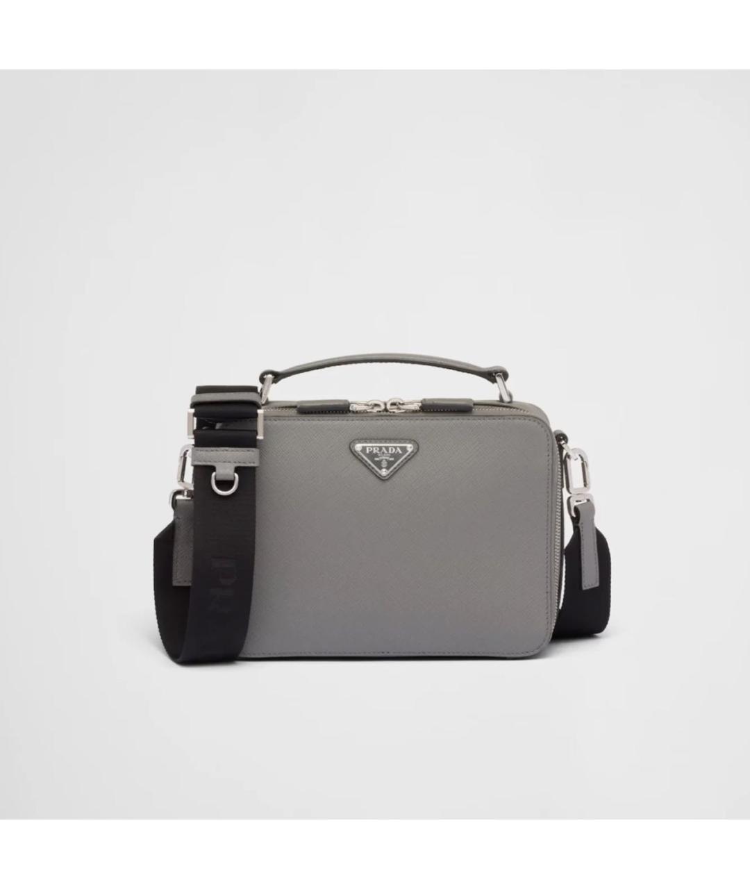 PRADA Серая кожаная сумка на плечо, фото 5