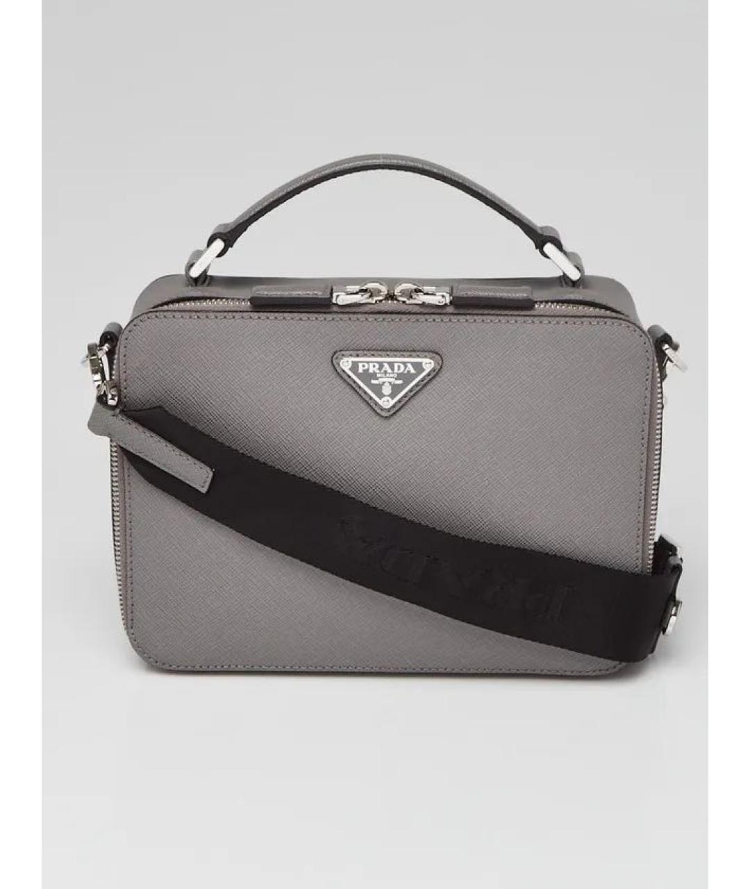 PRADA Серая кожаная сумка на плечо, фото 3