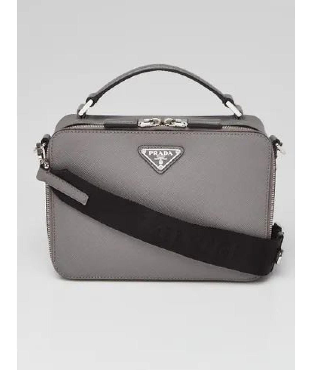 PRADA Серая кожаная сумка на плечо, фото 7