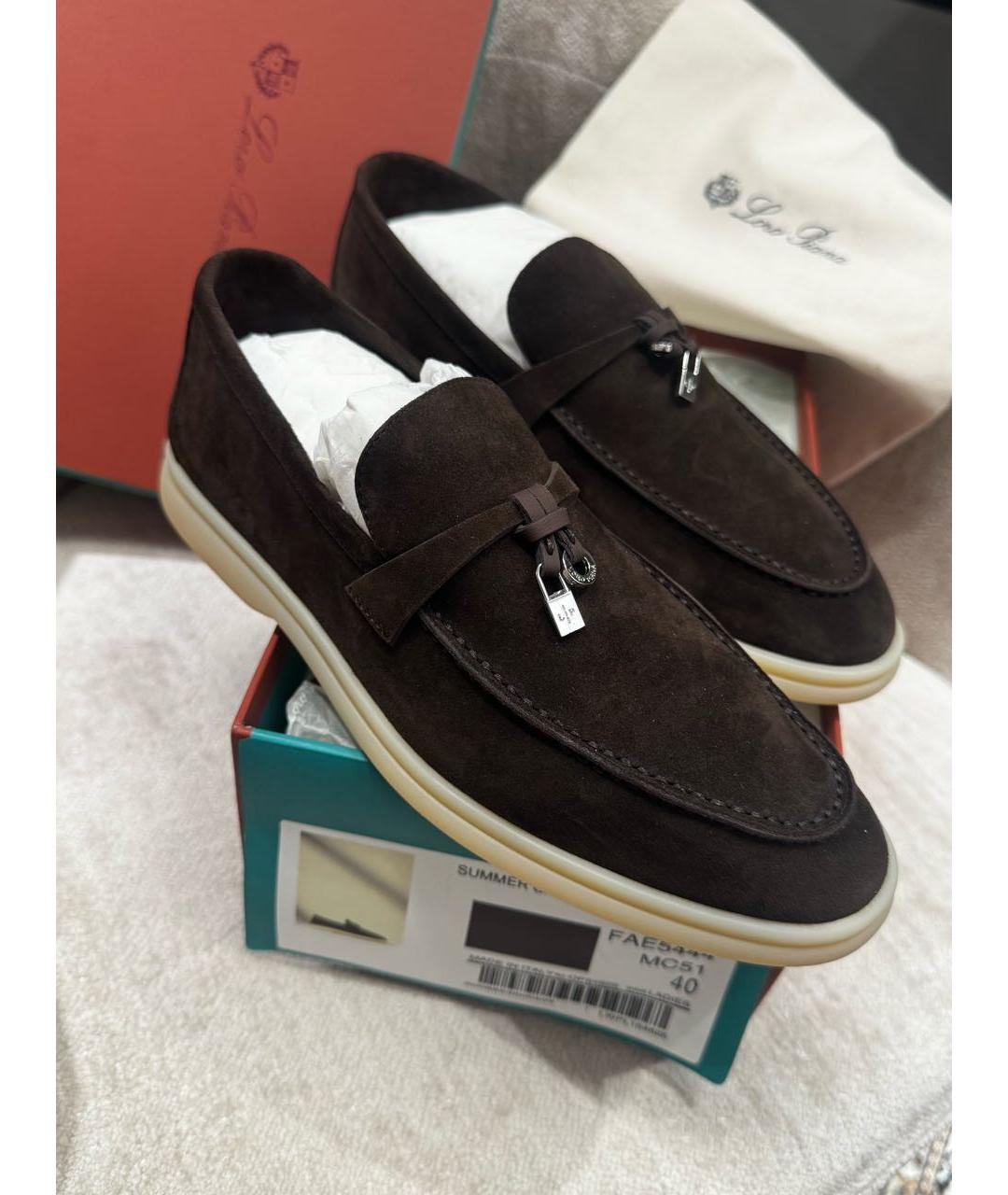 LORO PIANA Синие замшевые лоферы, фото 9