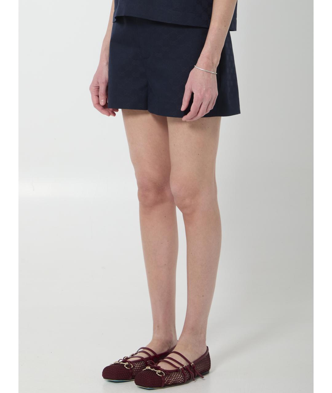 GUCCI Синие хлопковые шорты, фото 2