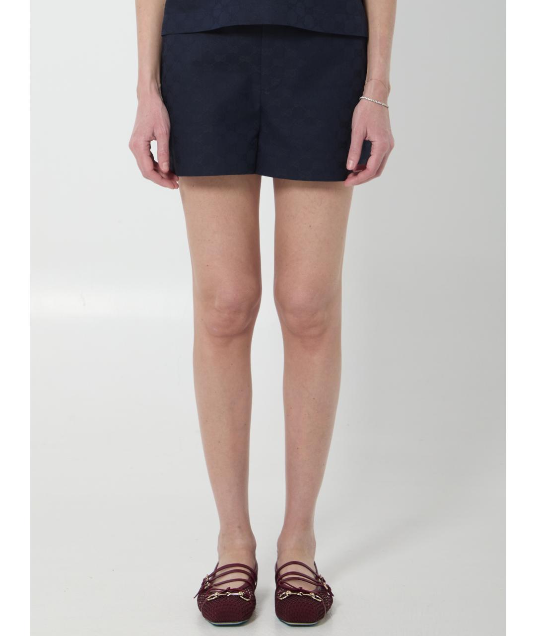 GUCCI Синие хлопковые шорты, фото 6