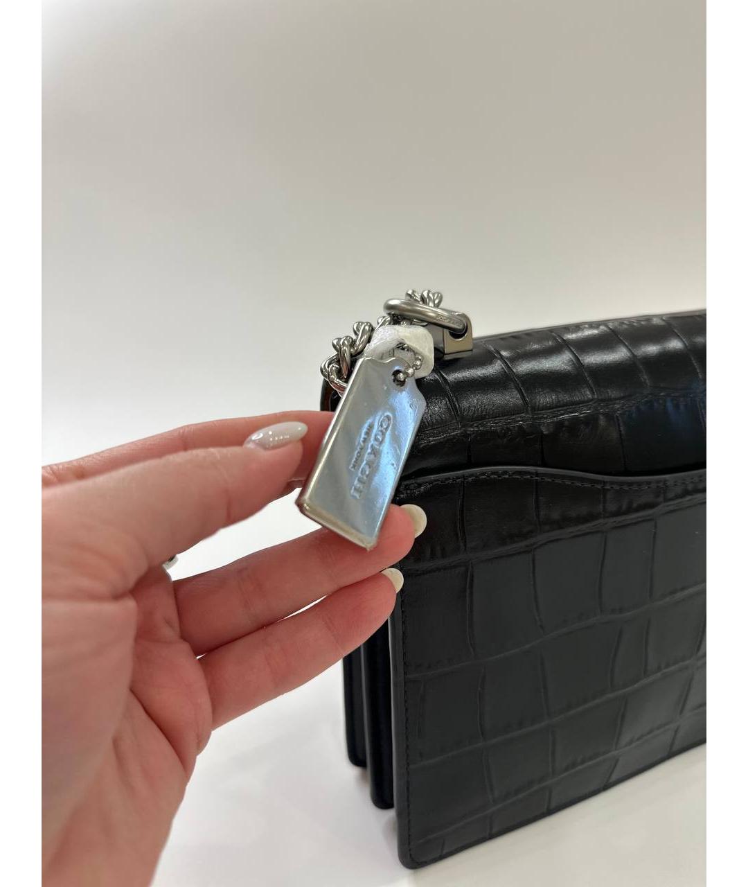 COACH Черная кожаная сумка через плечо, фото 8