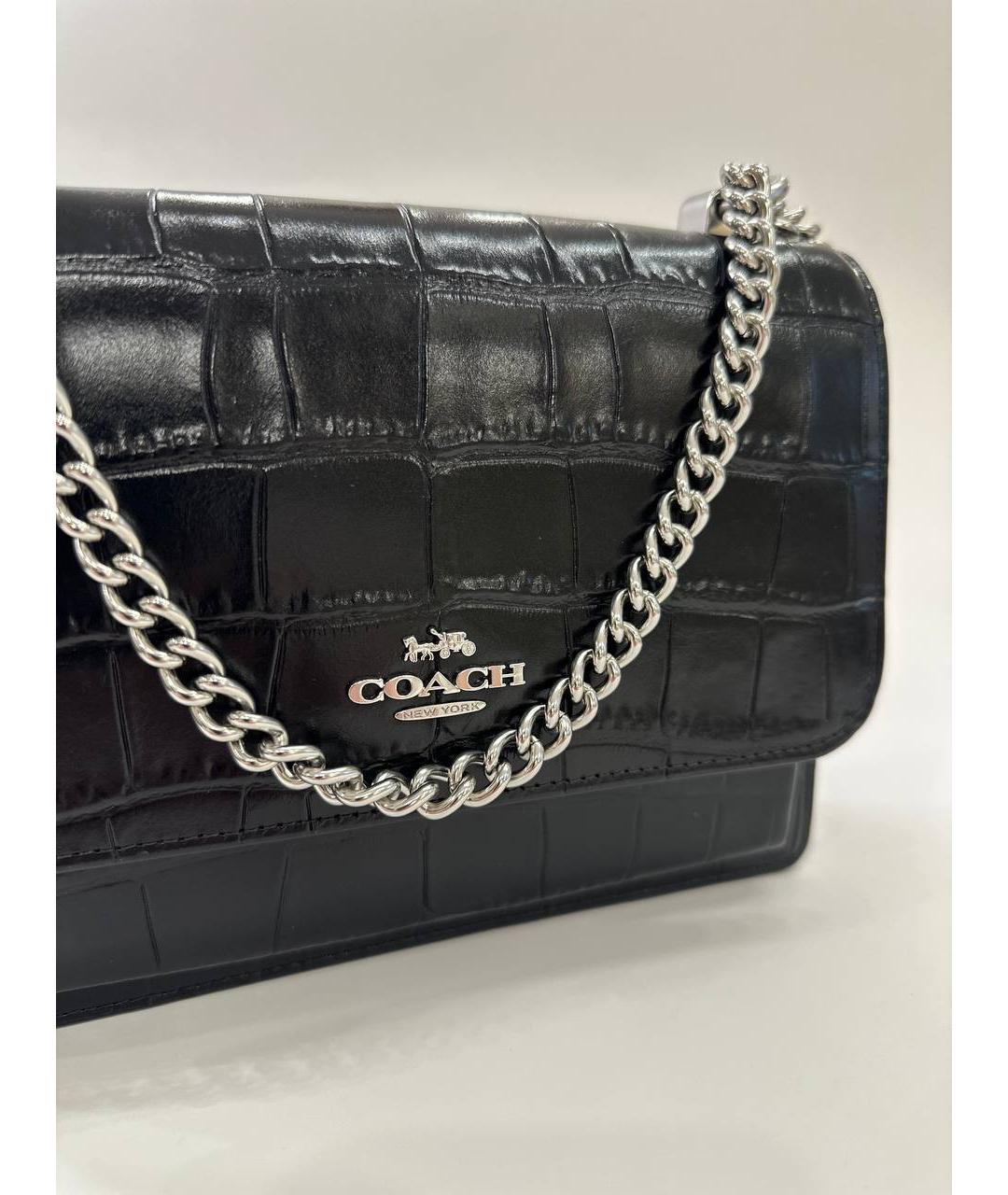 COACH Черная кожаная сумка через плечо, фото 6