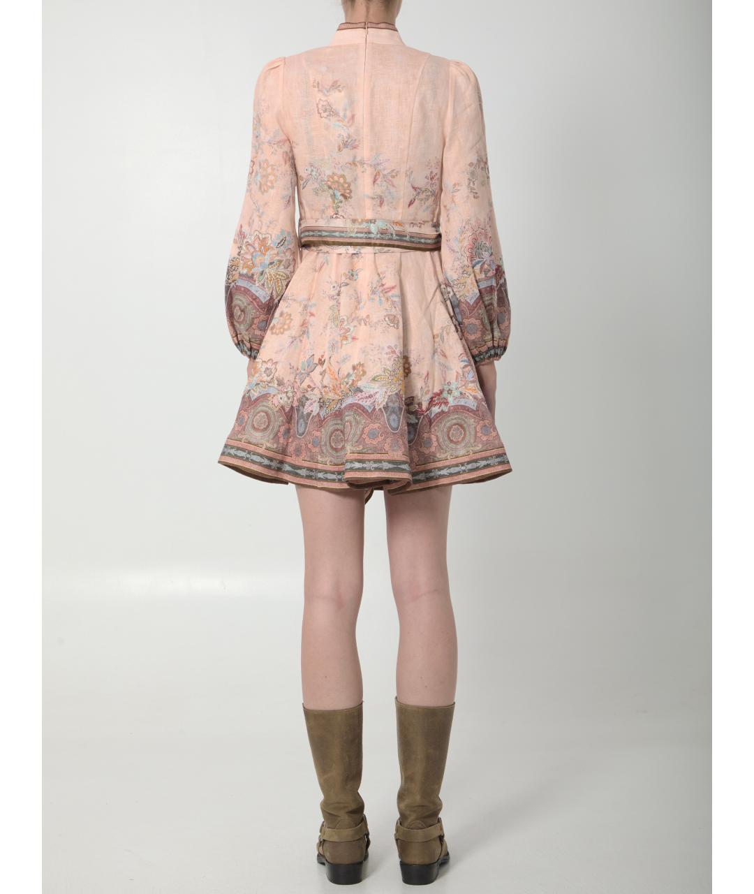 ZIMMERMANN Розовое льняное повседневное платье, фото 4