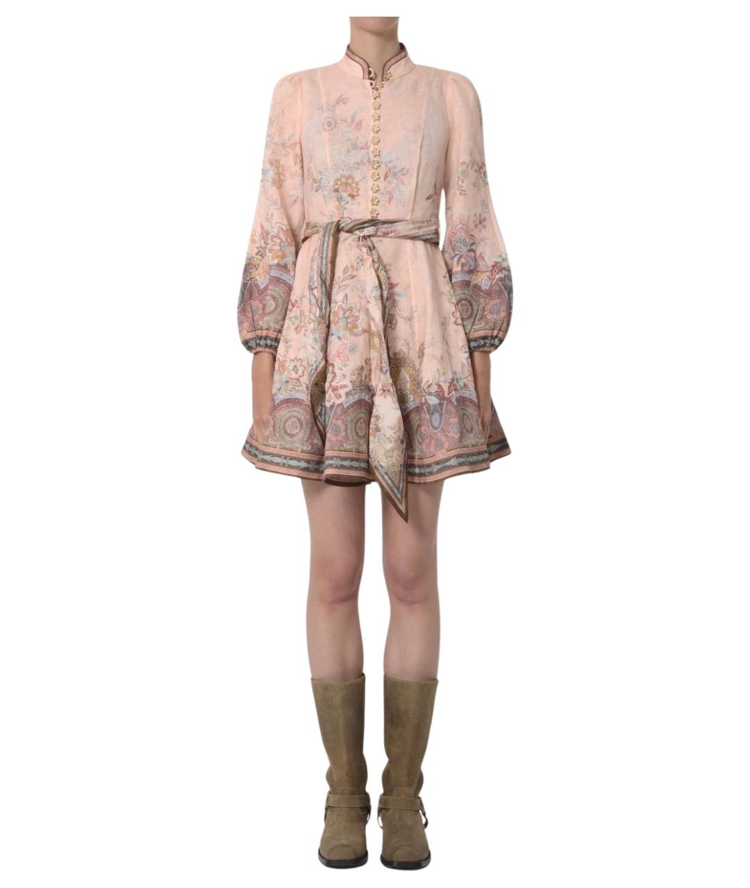 ZIMMERMANN Розовое льняное повседневное платье, фото 1