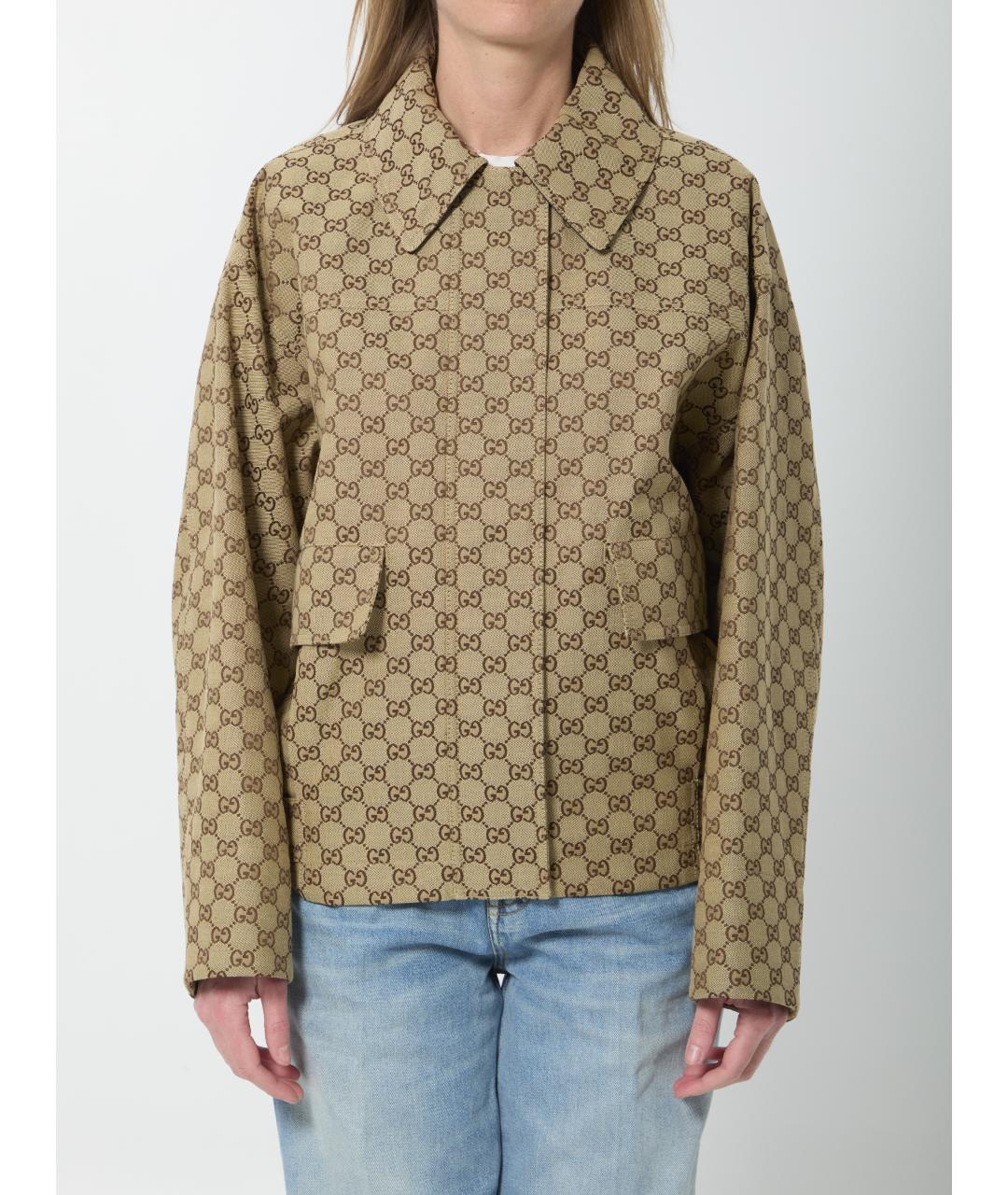 GUCCI Бежевая хлопковая куртка, фото 6