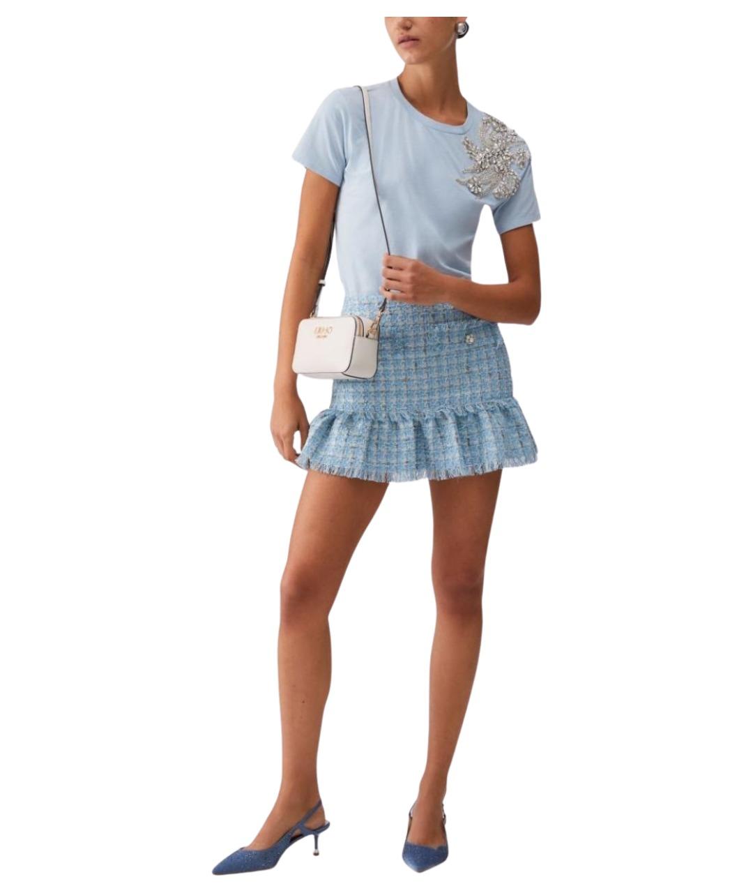 LIU JO Голубая хлопковая футболка, фото 2