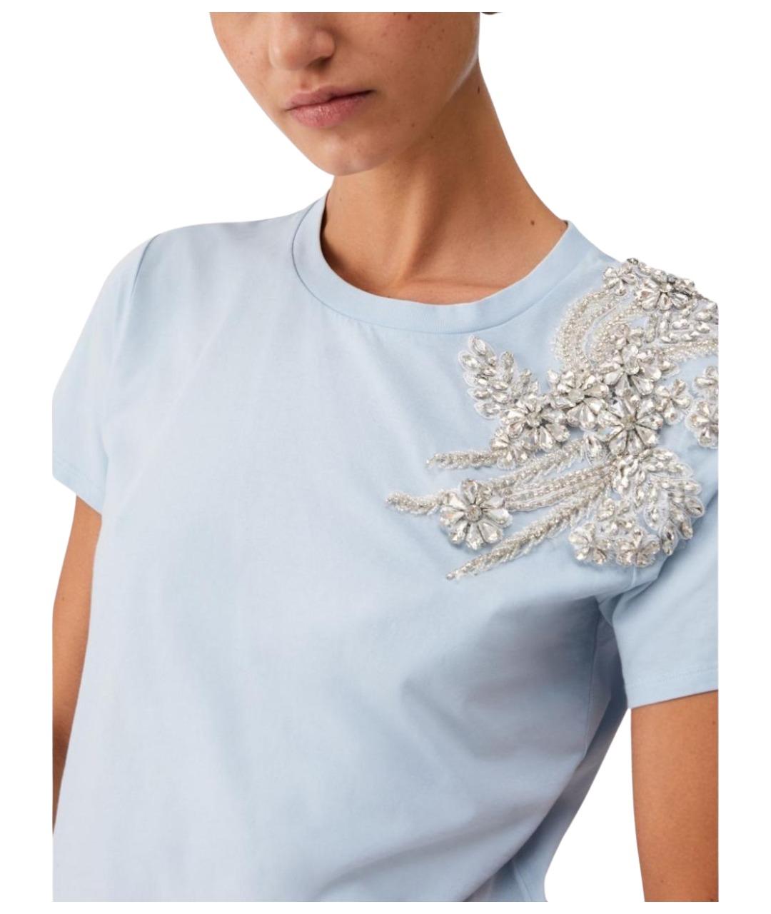 LIU JO Голубая хлопковая футболка, фото 4