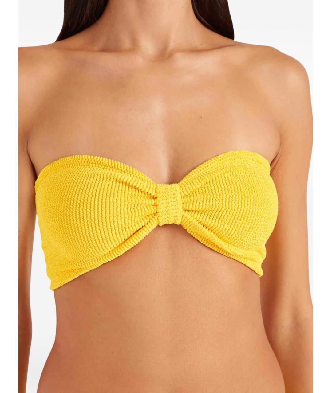 HUNZA G Желтый полиамидовый купальник, фото 4