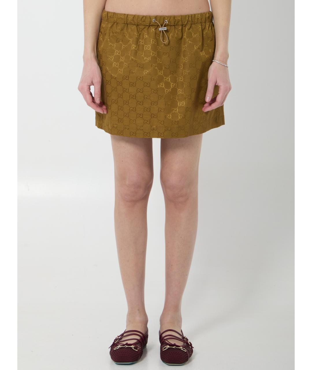 GUCCI Коричневая полиамидовая юбка мини, фото 5