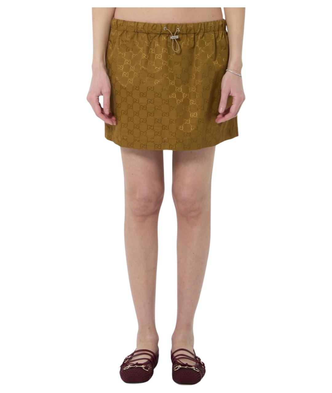 GUCCI Коричневая полиамидовая юбка мини, фото 1