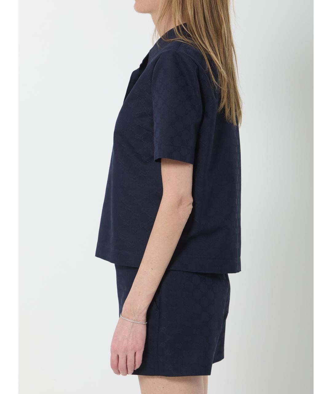 GUCCI Синяя хлопковая футболка, фото 3