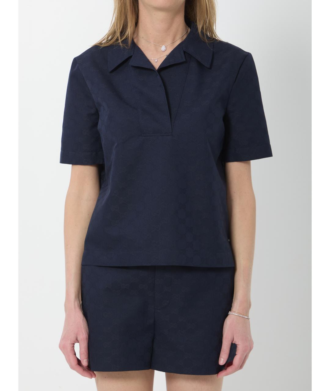 GUCCI Синяя хлопковая футболка, фото 6