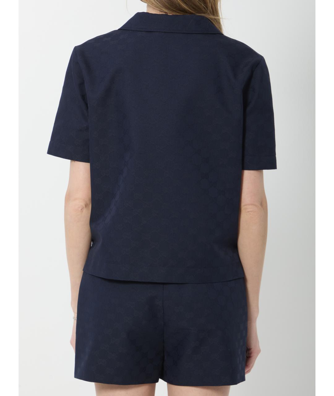 GUCCI Синяя хлопковая футболка, фото 4