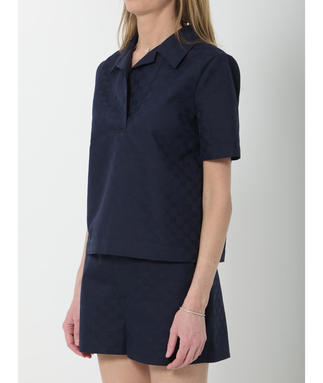 GUCCI Синяя хлопковая футболка, фото 2