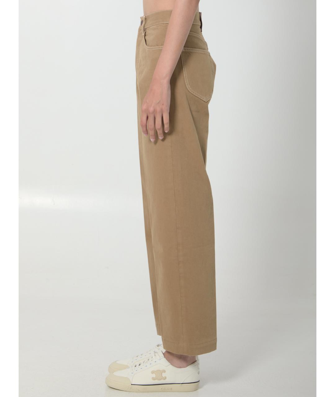 CELINE Бежевые хлопковые прямые джинсы, фото 3