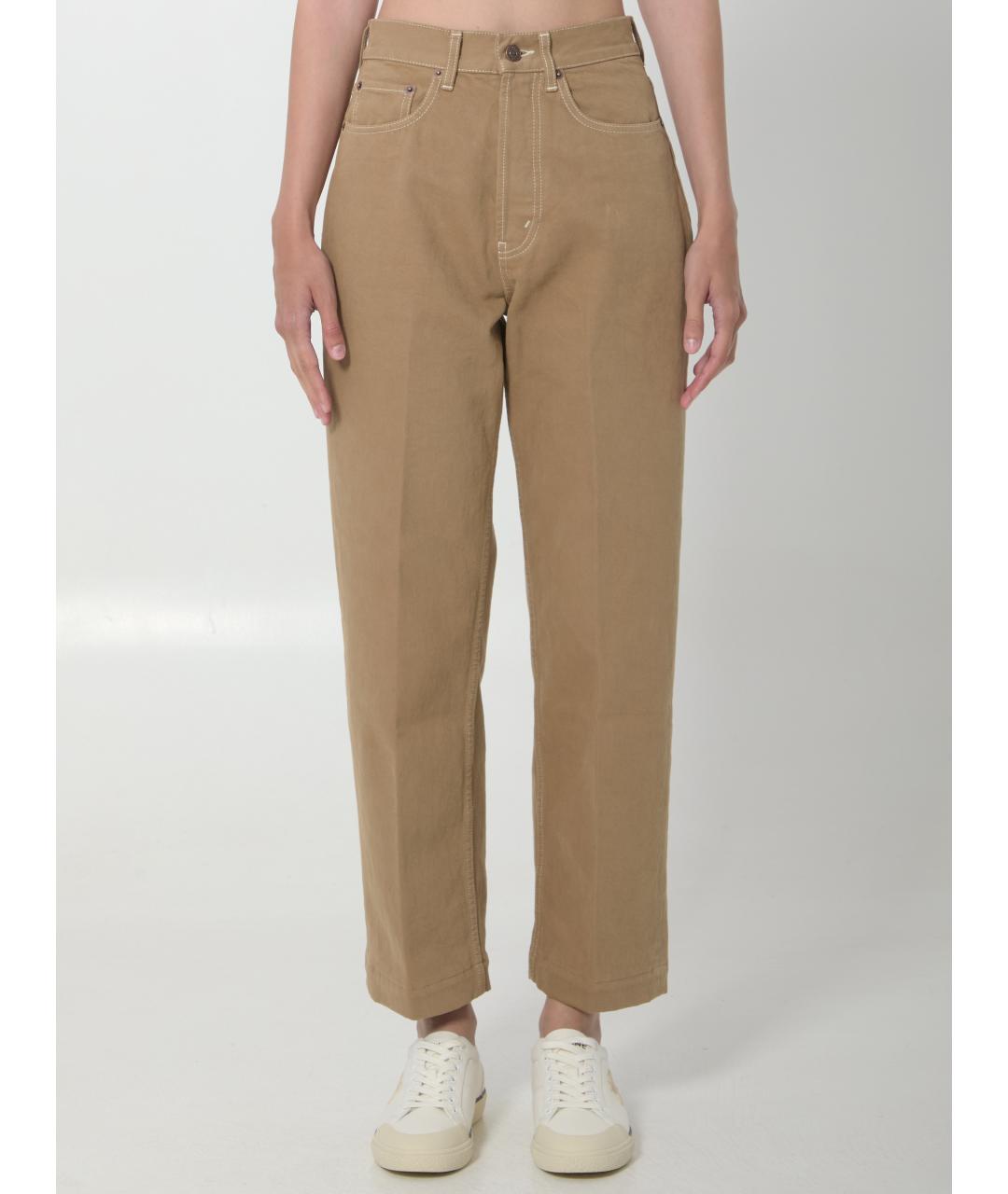 CELINE Бежевые хлопковые прямые джинсы, фото 5